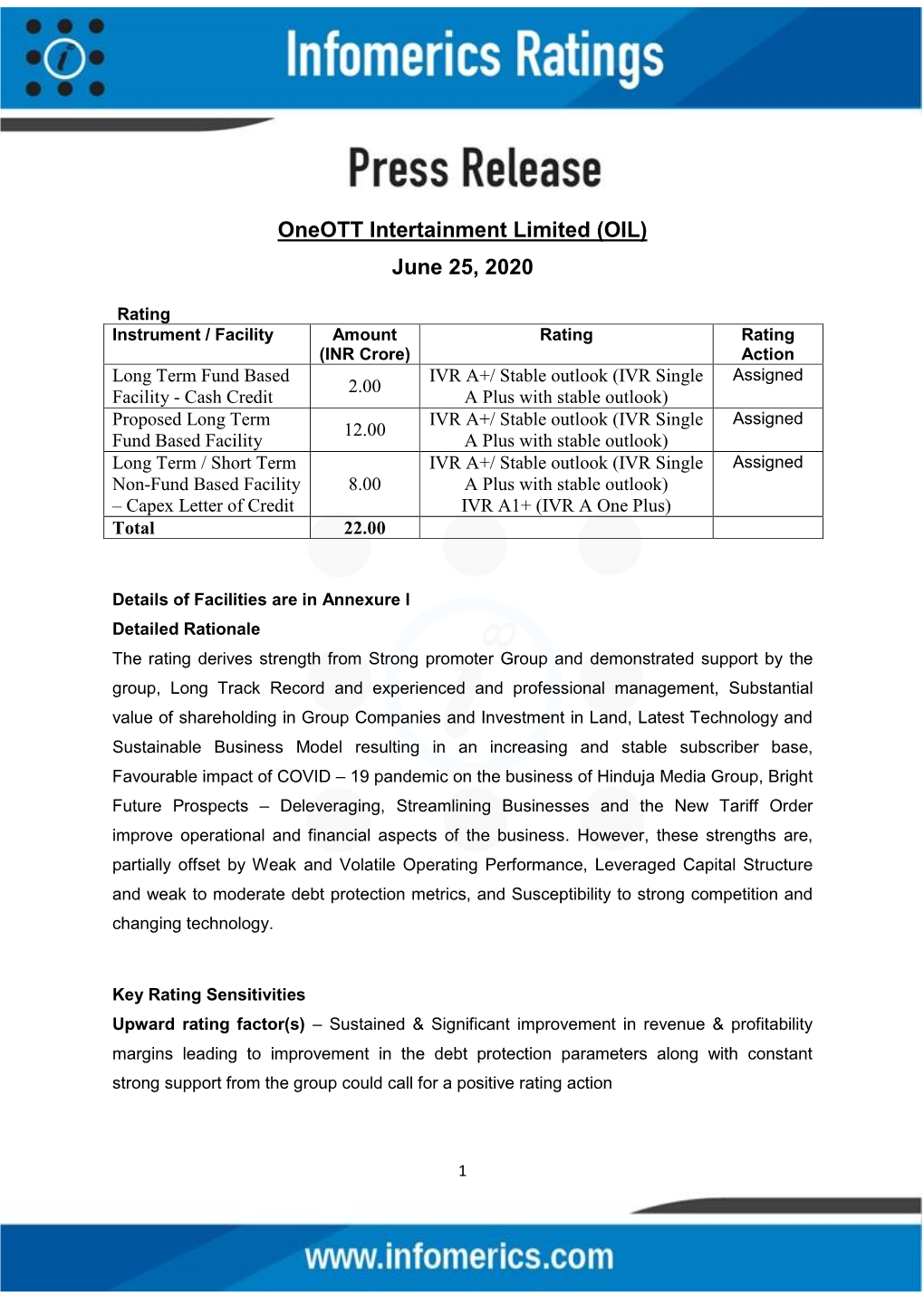 Oneott Intertainment Limited (OIL) June 25, 2020