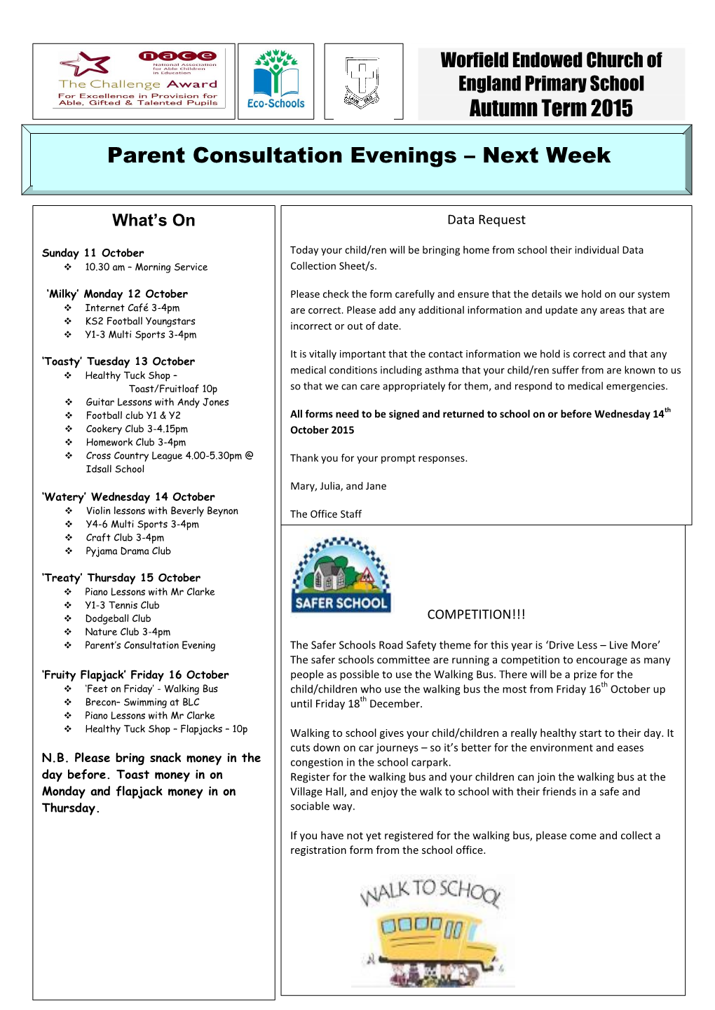 Autumn Term 2015 Parent Consultation Evenings