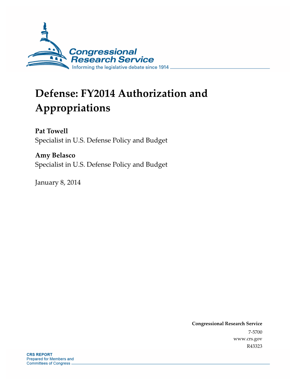 Defense: FY2014 Authorization and Appropriations