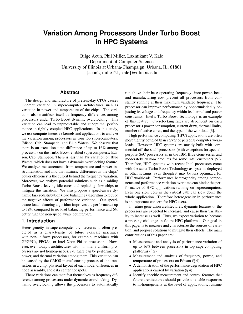 Variation Among Processors Under Turbo Boost in HPC Systems