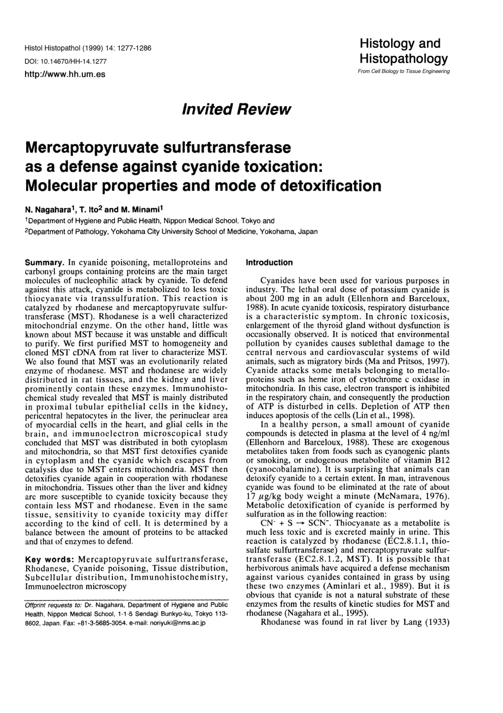 Invited Review Mercaptopyruvate Sulfurtransferase As a Defense