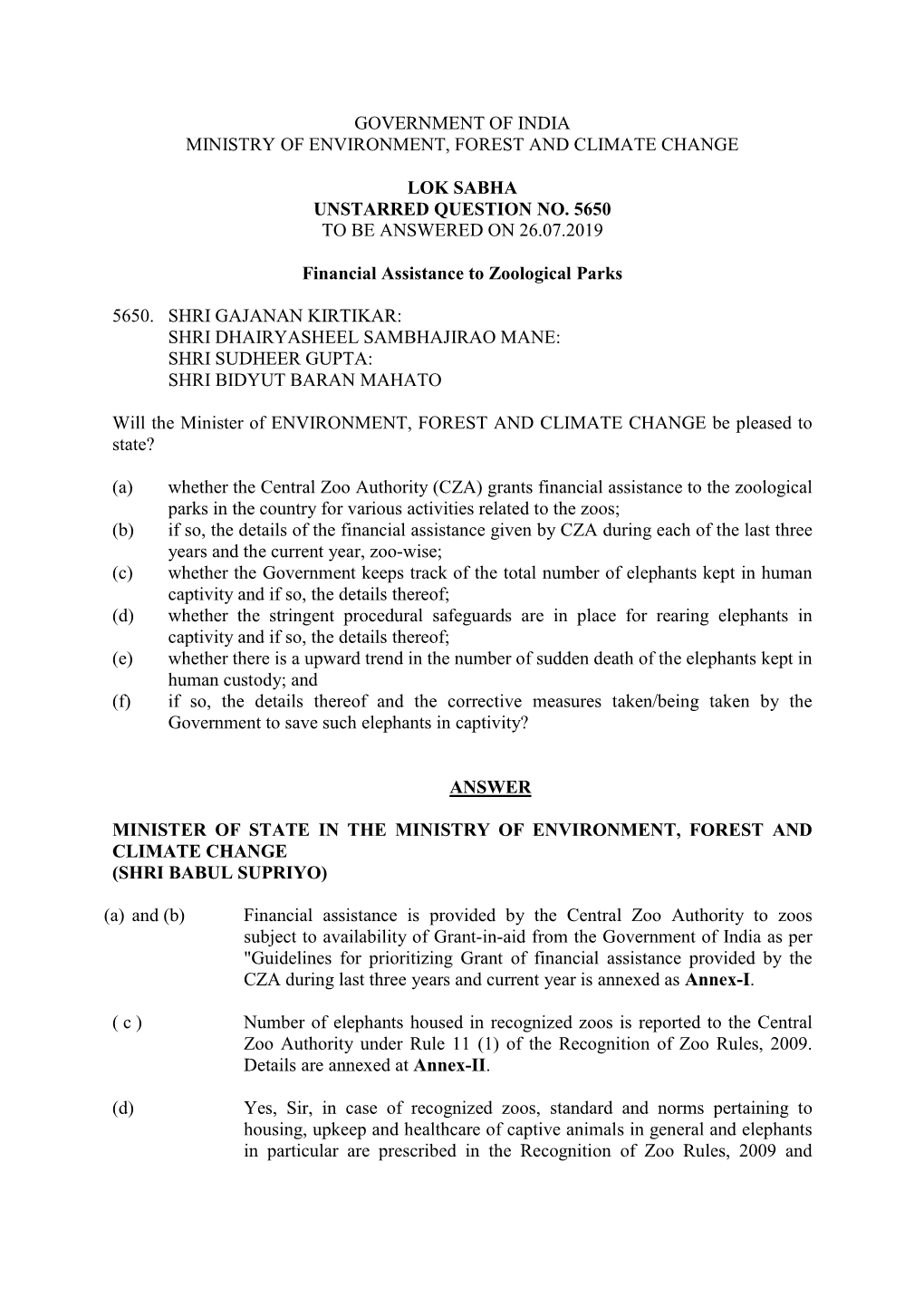 Government of India Ministry of Environment, Forest and Climate Change