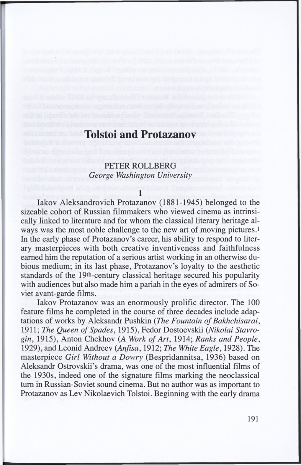 Tolstoi and Protazanov