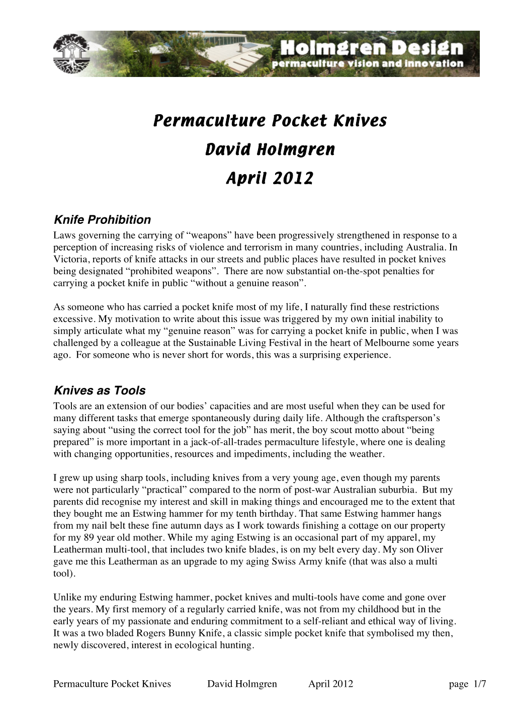 Permaculture Pocketknives