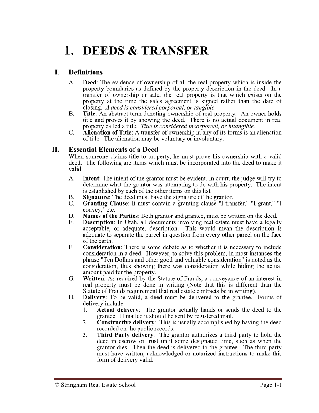 1. Deeds & Transfer