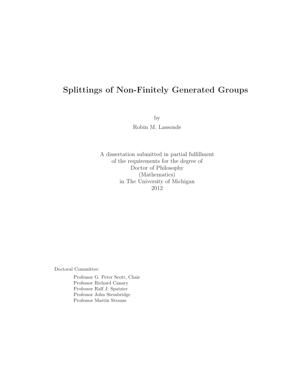 Splittings of Non-Finitely Generated Groups