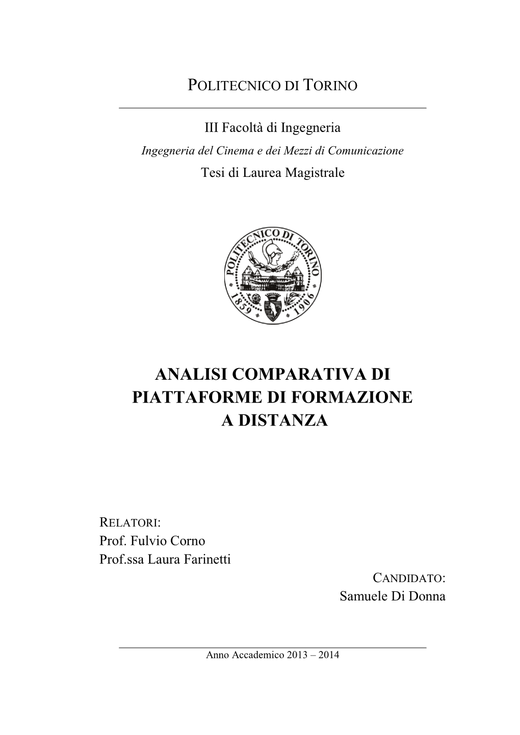 Analisi Comparativa Di Piattaforme Di Formazione a Distanza