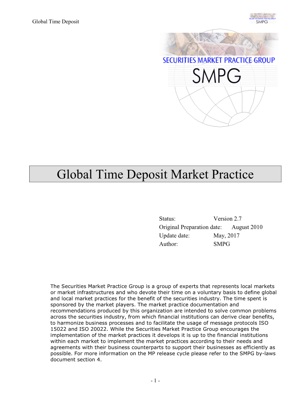 Global Time Deposit Market Practice