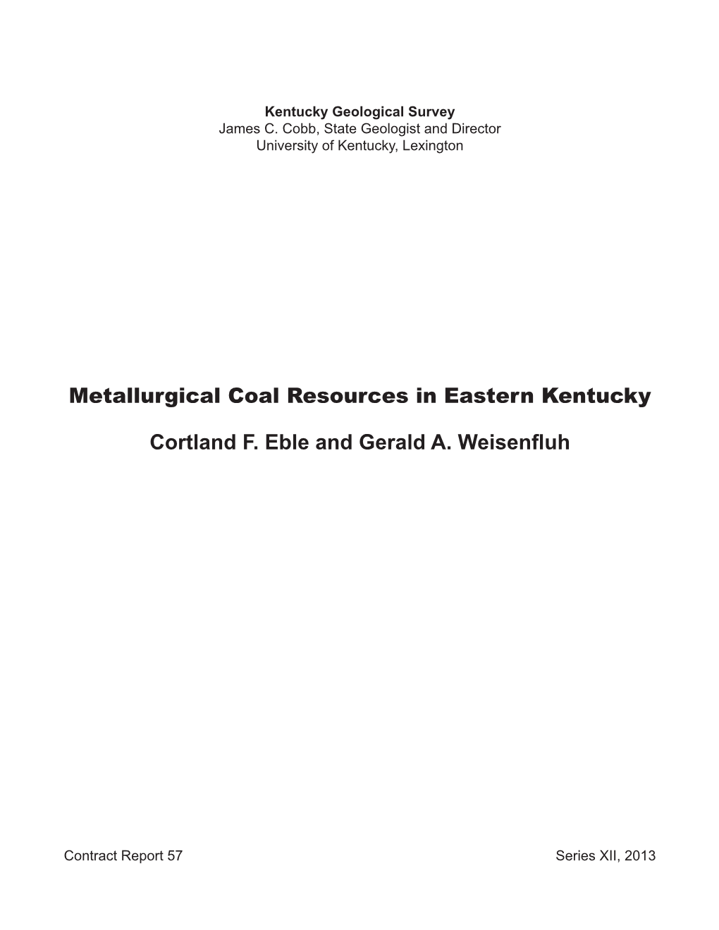 Metallurgical Coal Resources in Eastern Kentucky