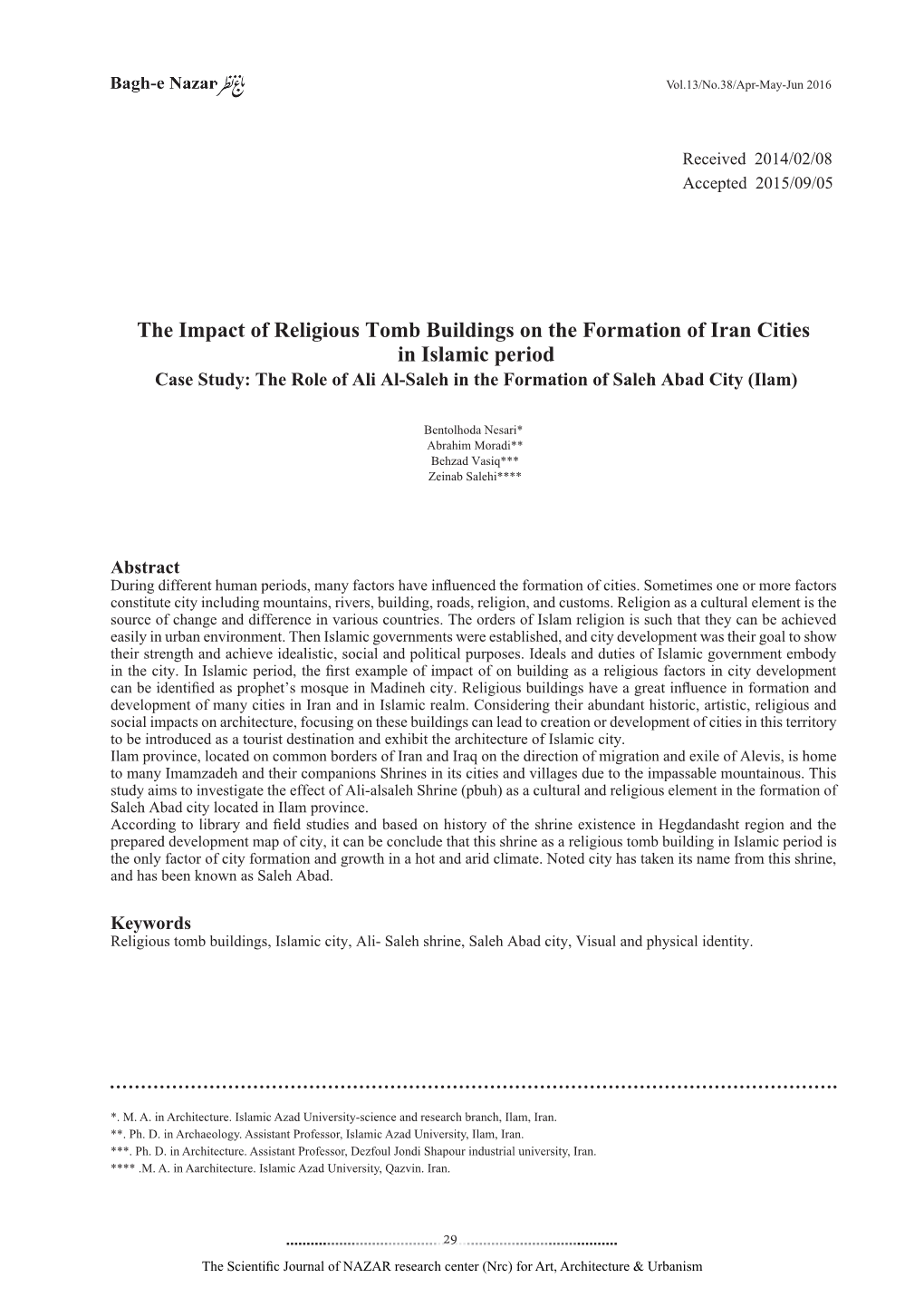 The Impact of Religious Tomb Buildings on the Formation of Iran