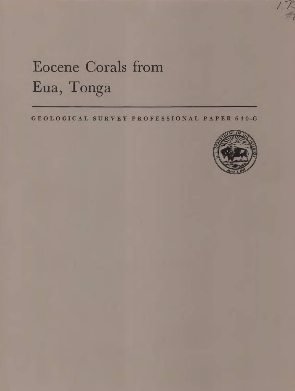 Eocene Corals from Eua, Tonga