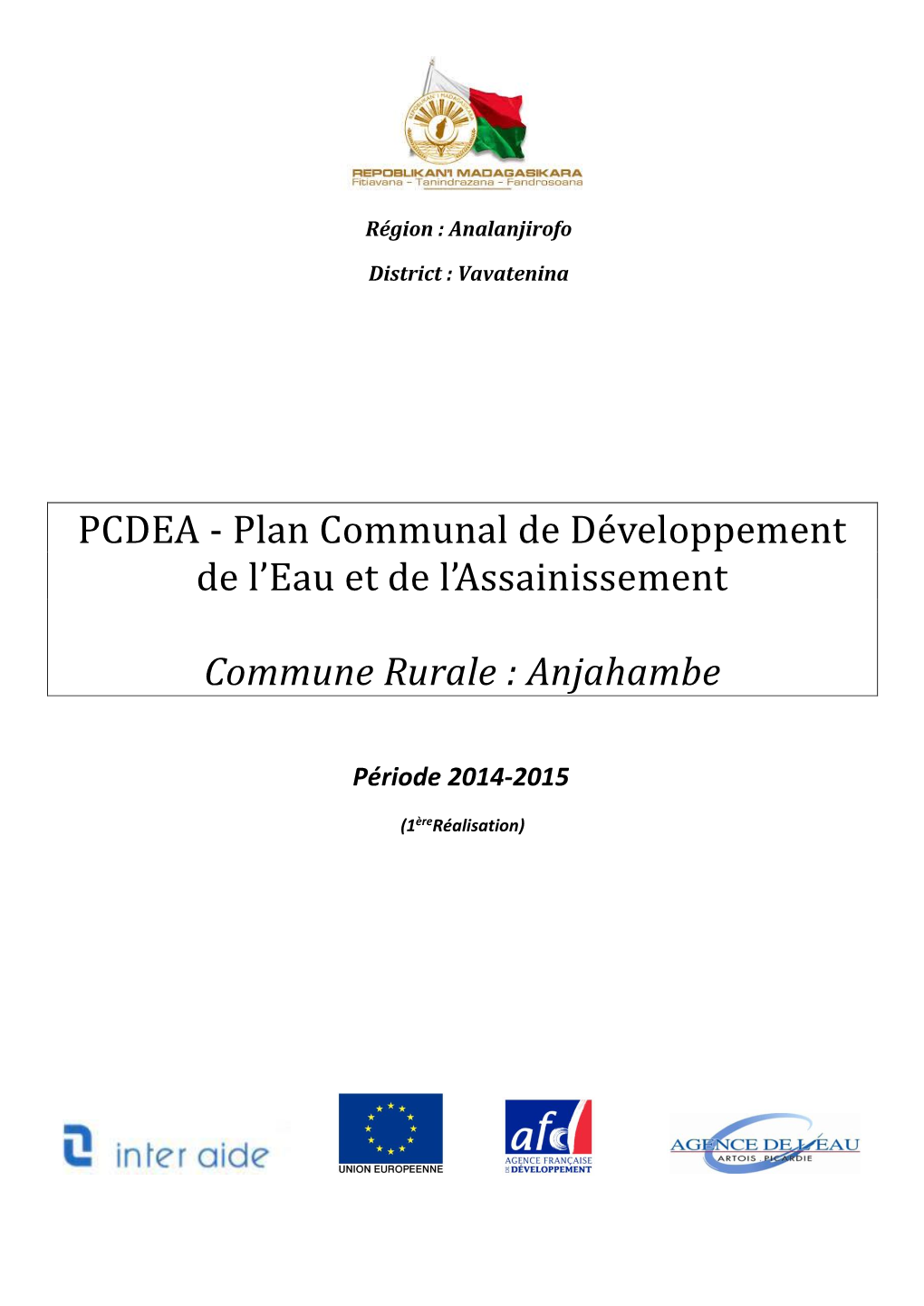 PCDEA - Plan Communal De De Veloppement De L’Eau Et De L’Assainissement