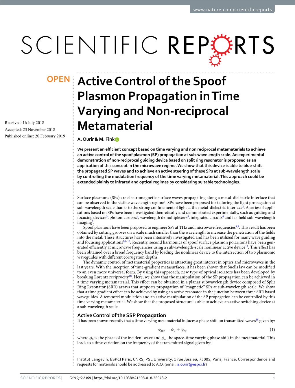 Active Control of the Spoof Plasmon Propagation in Time Varying And