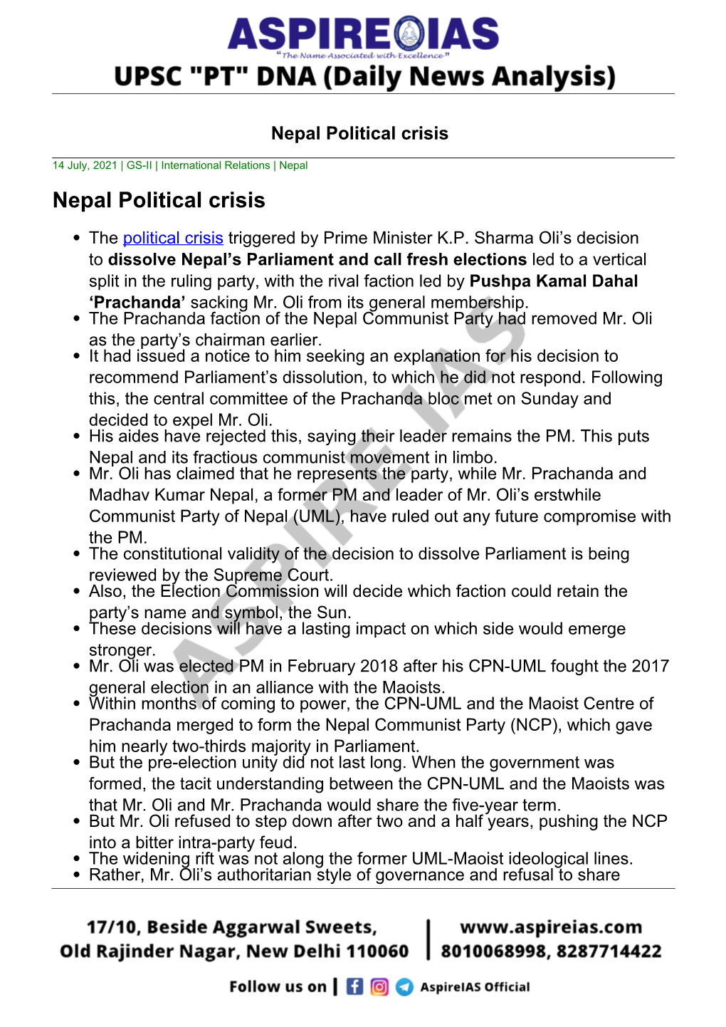 Nepal Political Crisis