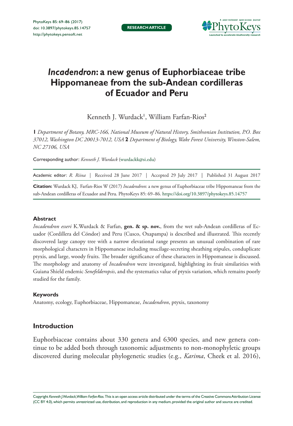 A New Genus of Euphorbiaceae Tribe Hippomaneae