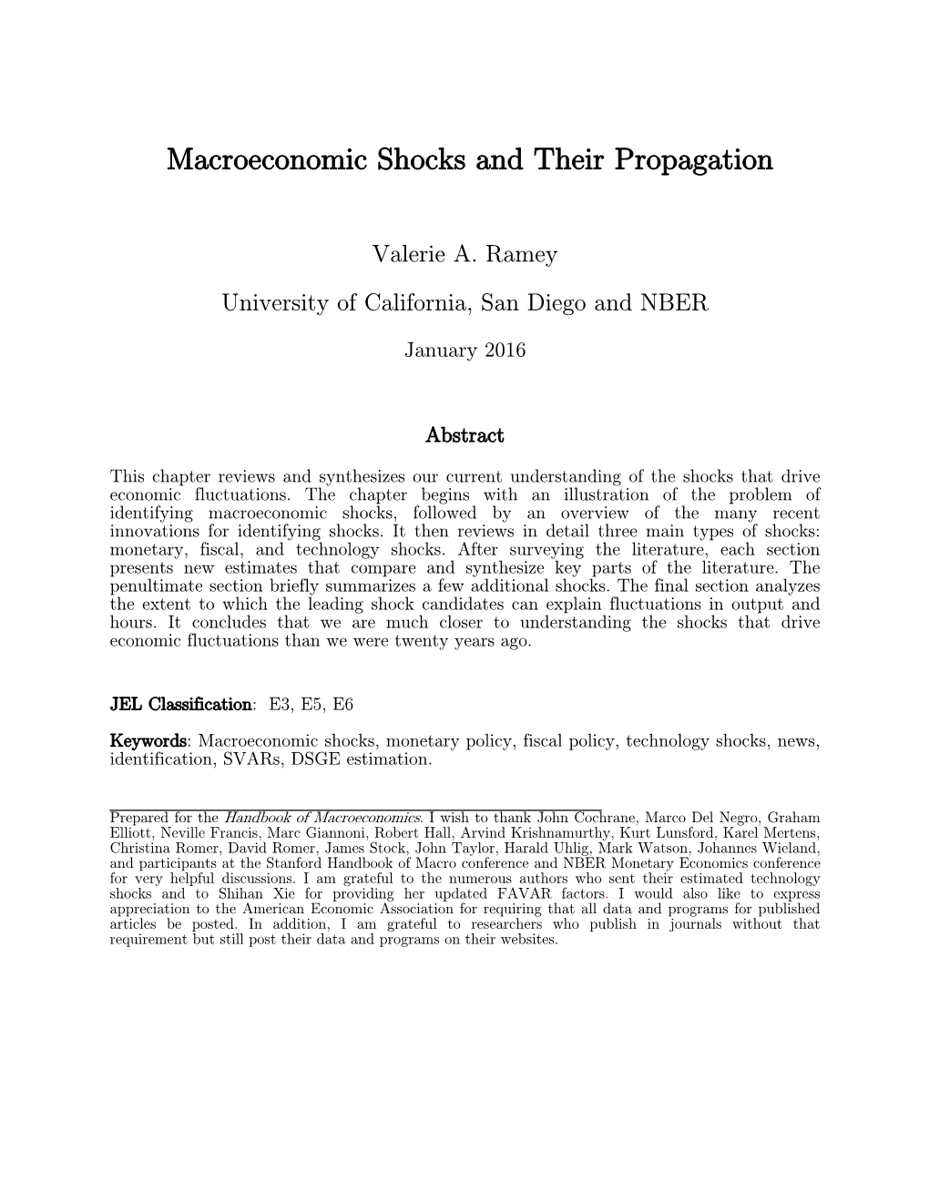 Macroeconomic Shocks and Their Propagation