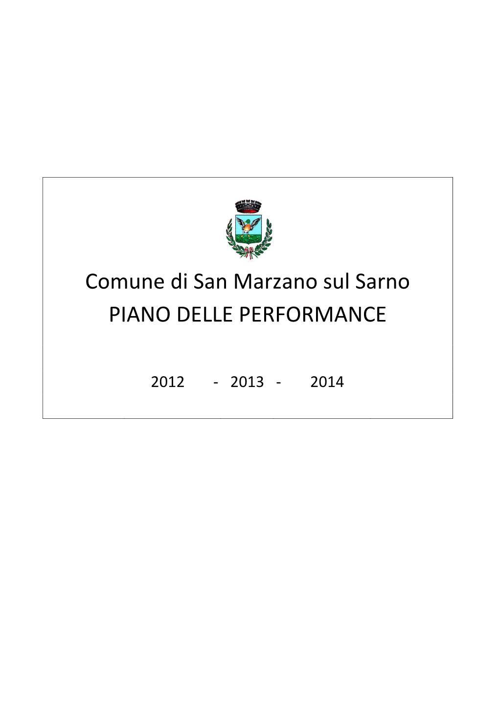 Comune Di San Marzano Sul Sarno PIANO DELLE PERFORMANCE