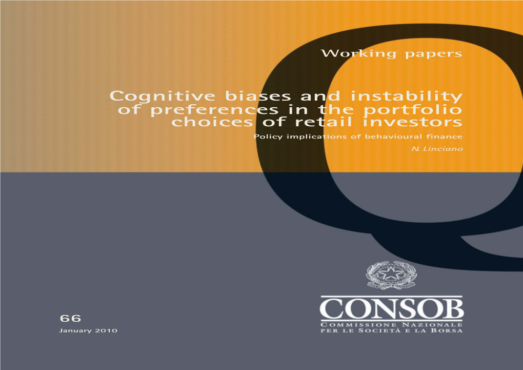 Cognitive Biases and Instability of Preferences in the Portfolio Choices of Retail Investors Policy Implications of Behavioural Finance