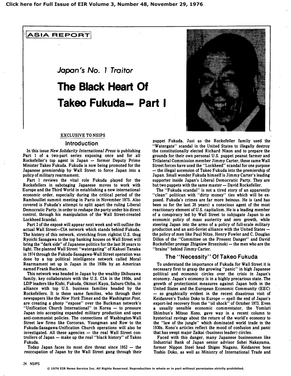 The Black Heart of Takeo Fukuda- Part I