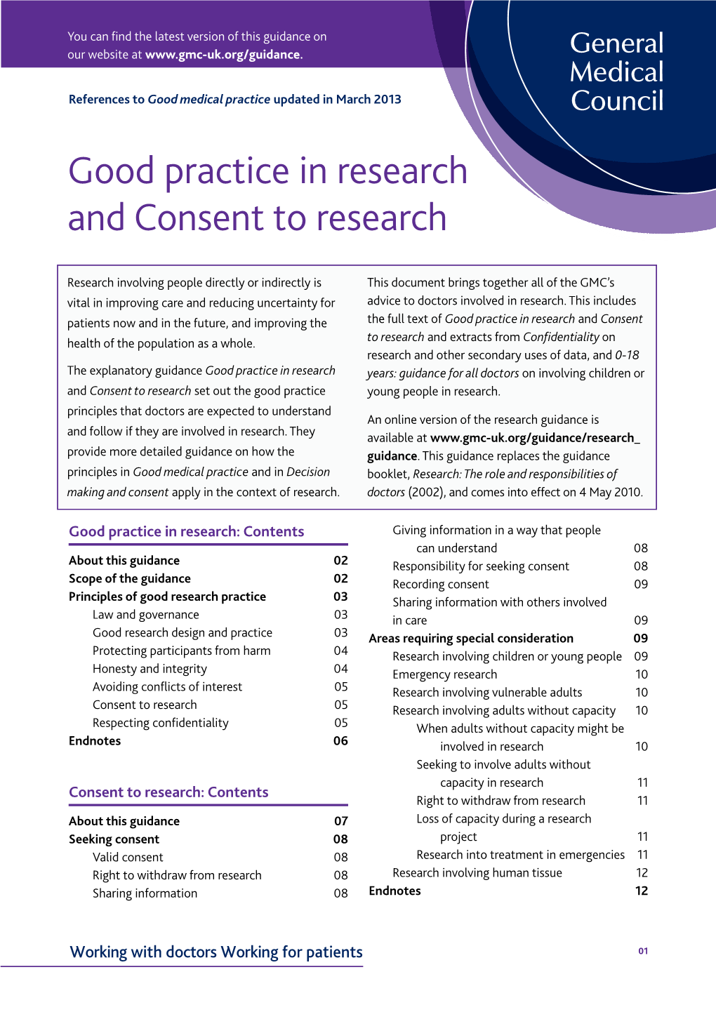 Good Practice in Research and Consent to Research