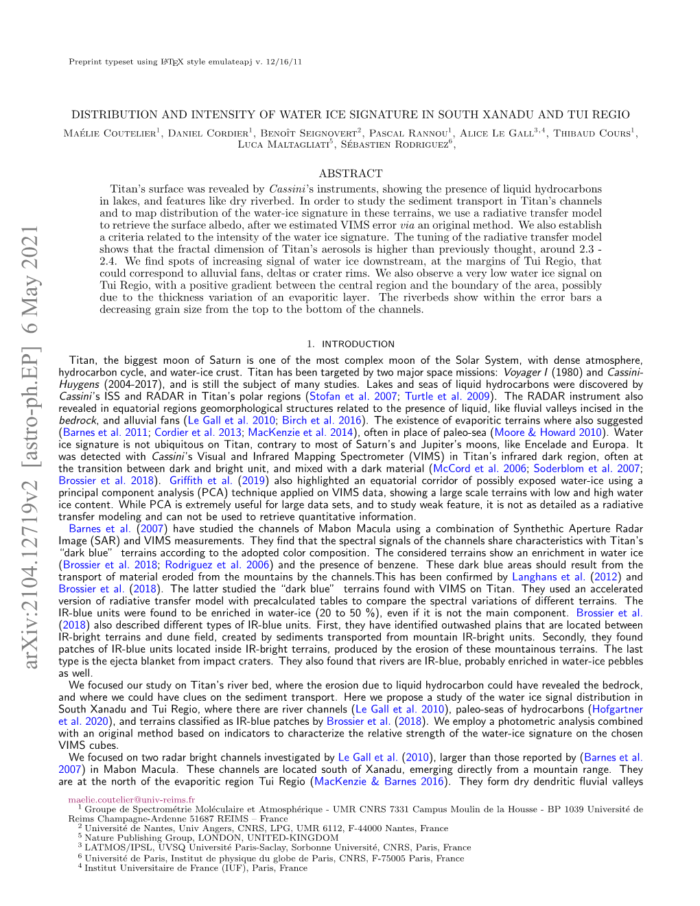 Arxiv:2104.12719V2 [Astro-Ph.EP] 6 May 2021 As Well