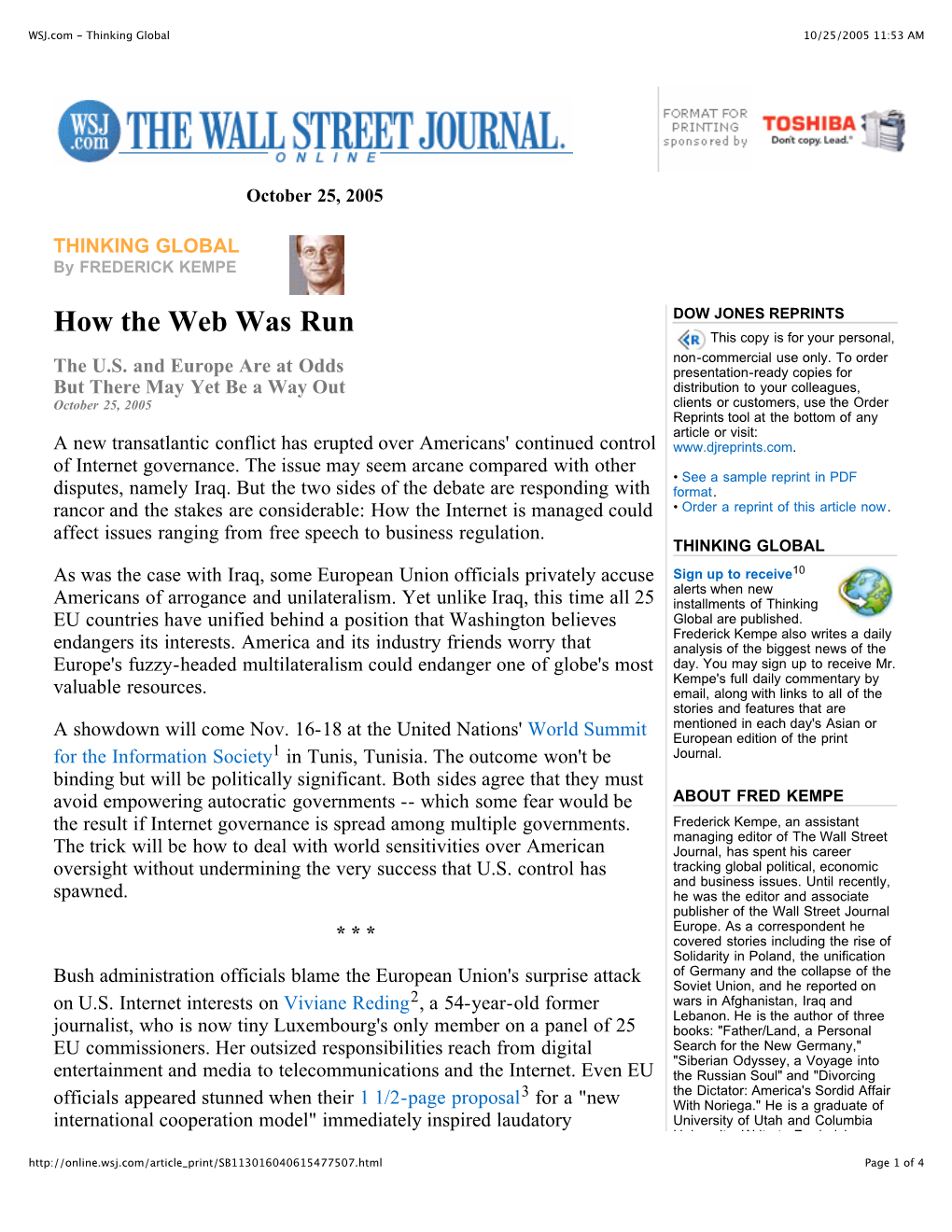 WSJ.Com - Thinking Global 10/25/2005 11:53 AM