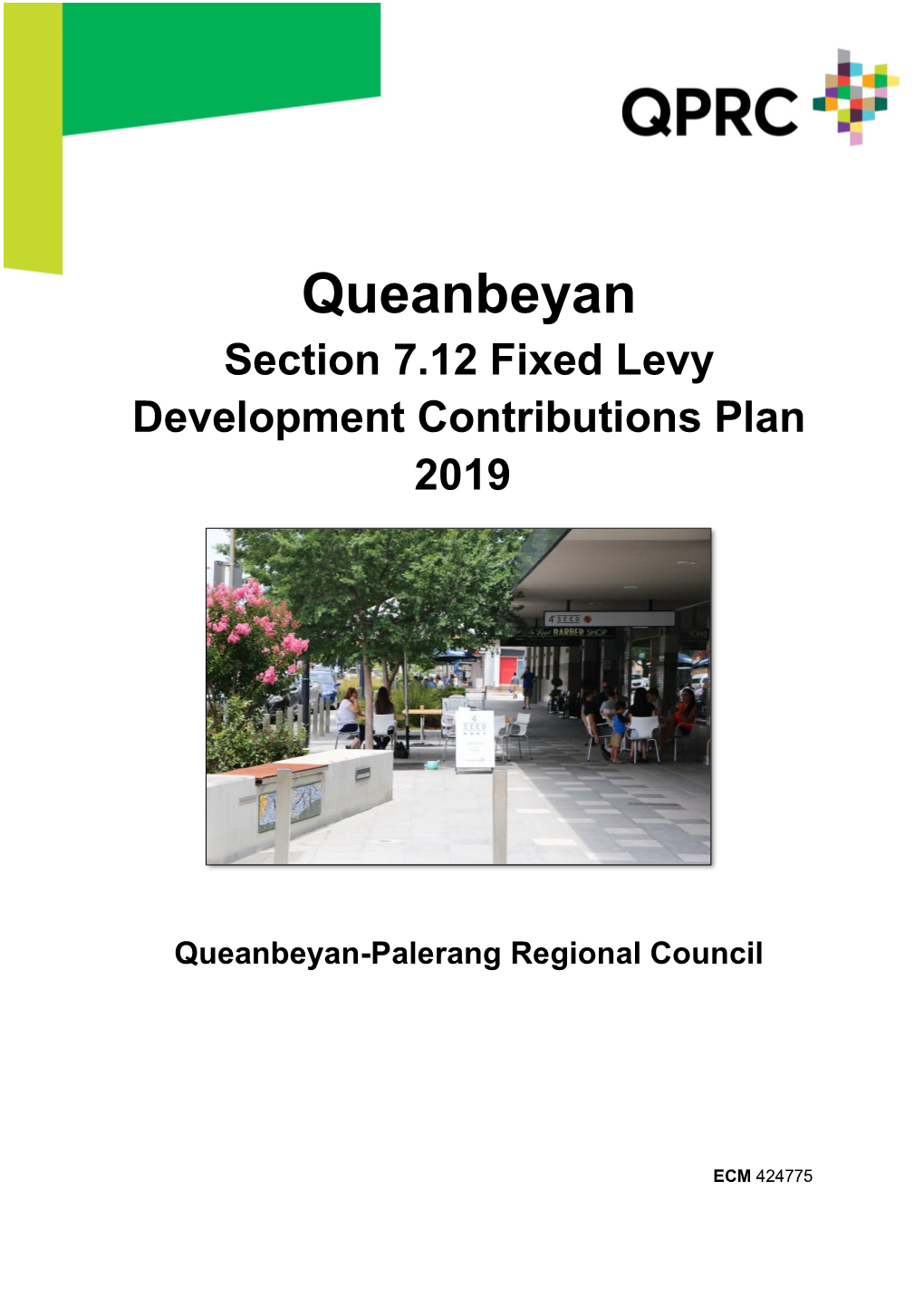 Queanbeyan Section 7.12 Fixed Levy Development Contributions Plan 2019