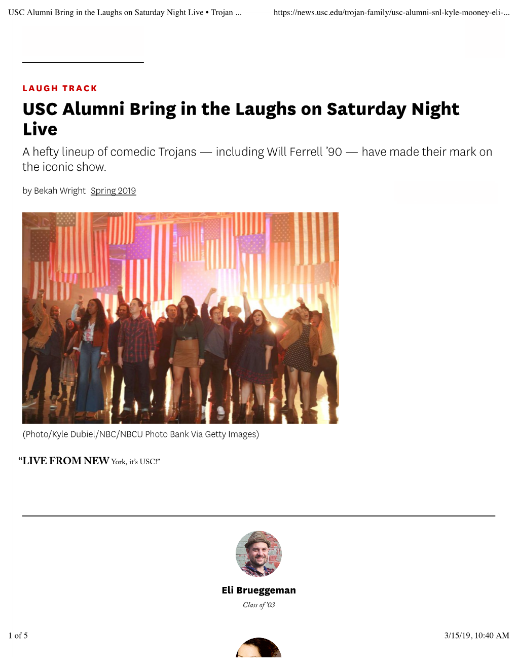 USC Alumni Bring in the Laughs on Saturday Night Live • Trojan Family