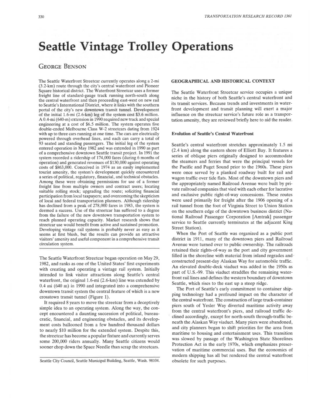 Seattle Vintage Trolley Operations