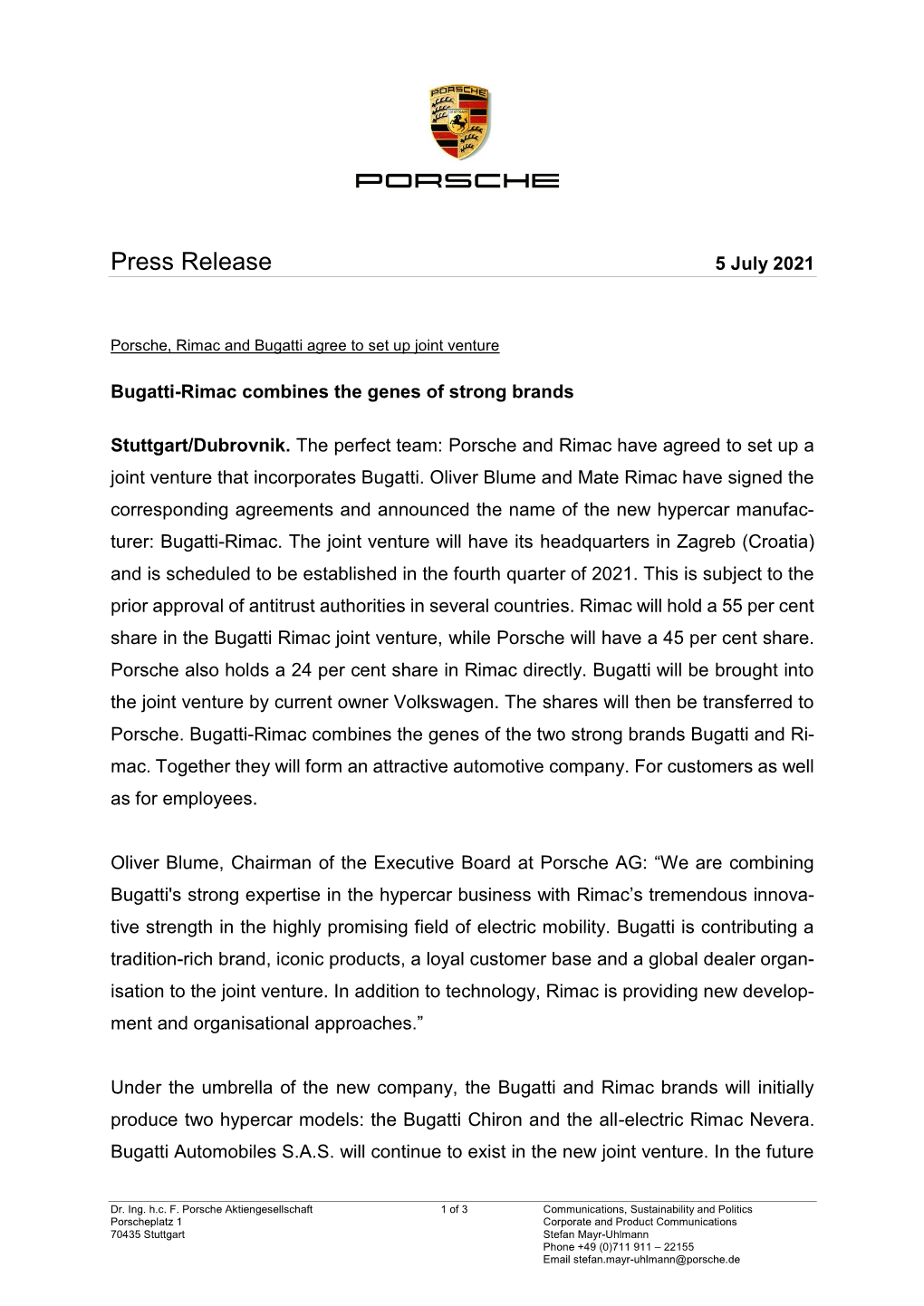 Press Release 5 July 2021