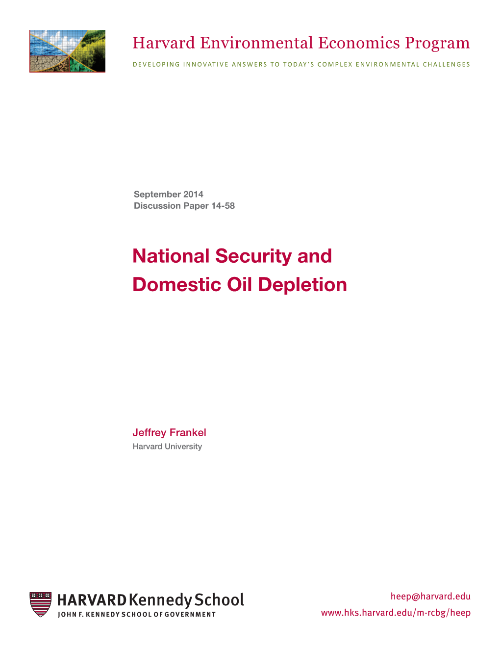 National Security and Domestic Oil Depletion