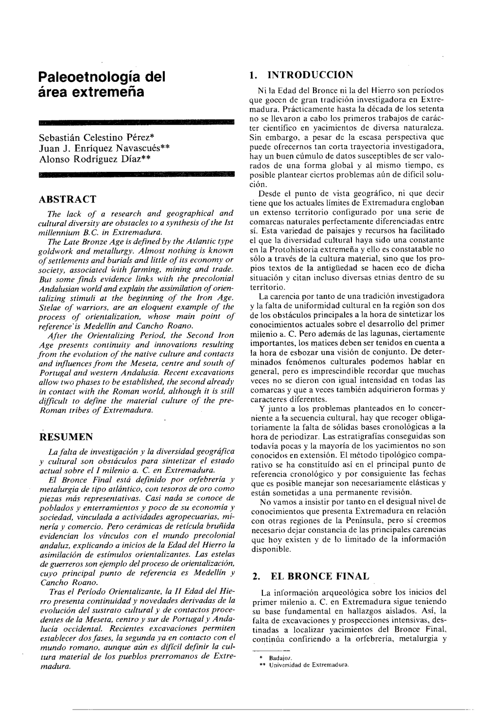 Paleoetnología Del Área Extremeña