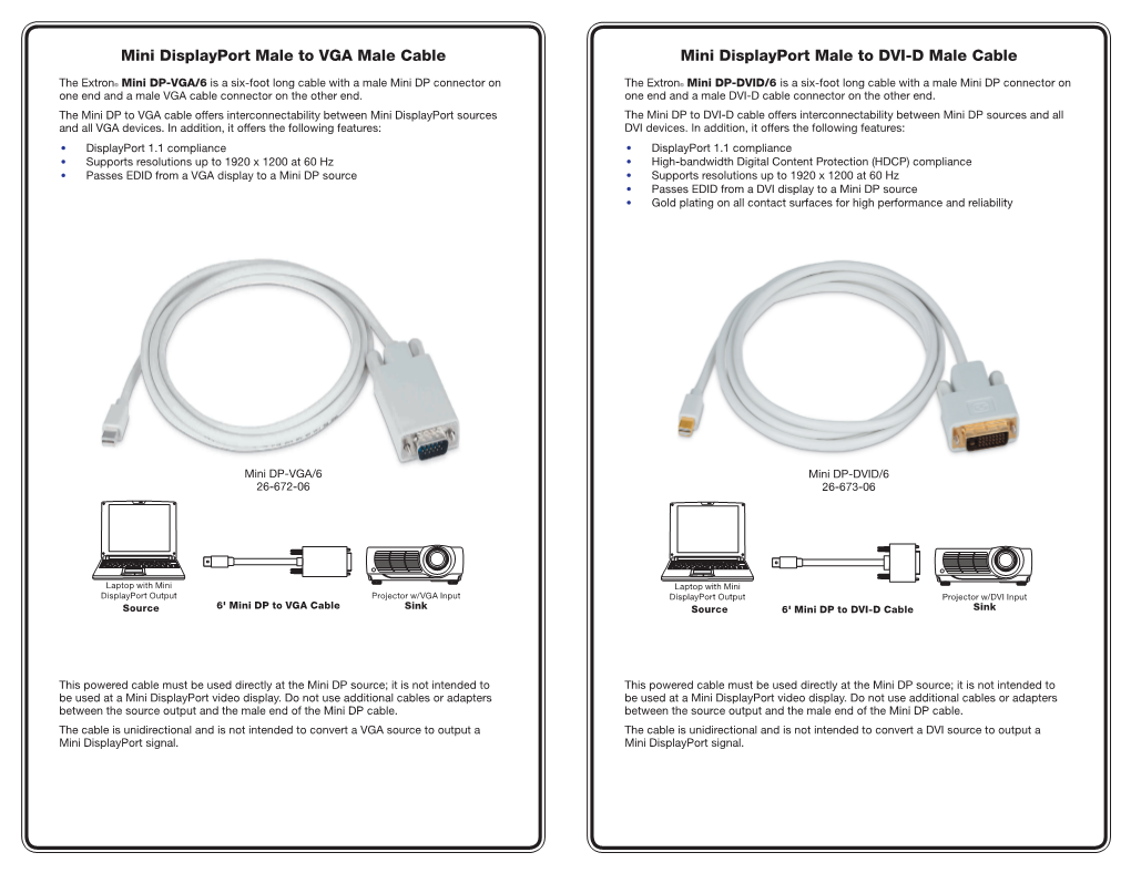 Mini Displayport Adapter Cables Setup Guide