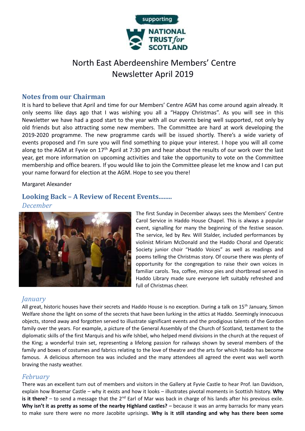 North East Aberdeenshire Members' Centre Newsletter April 2019