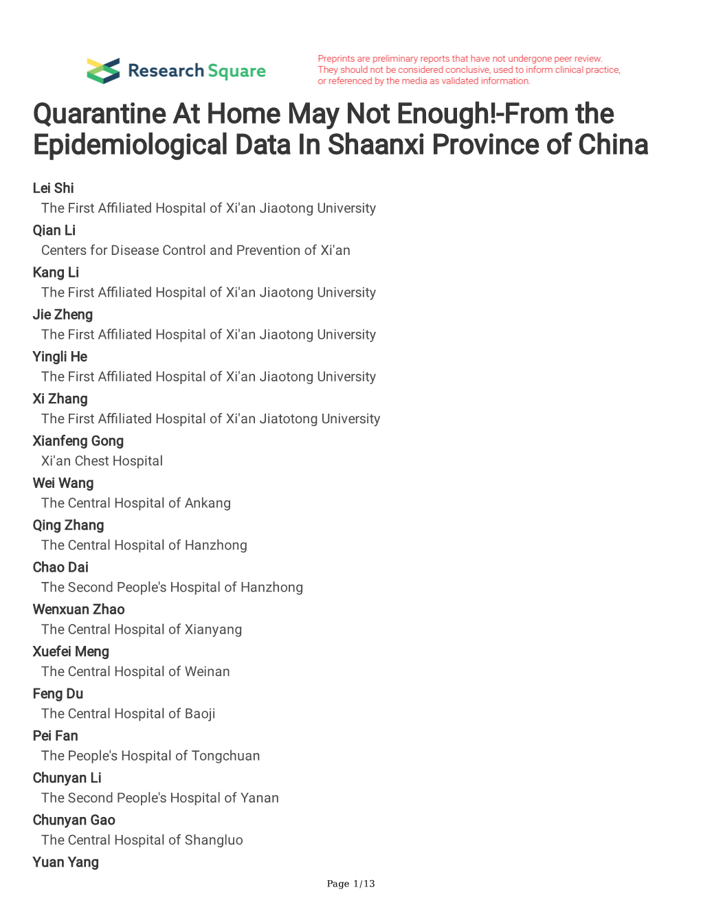 From the Epidemiological Data in Shaanxi Province of China