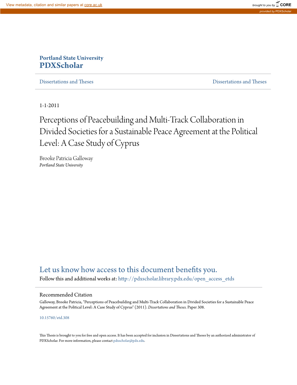 Perceptions of Peacebuilding and Multi-Track Collaboration in Divided Societies for a Sustainable Peace Agreement at the Political Level: a Case Study of Cyprus