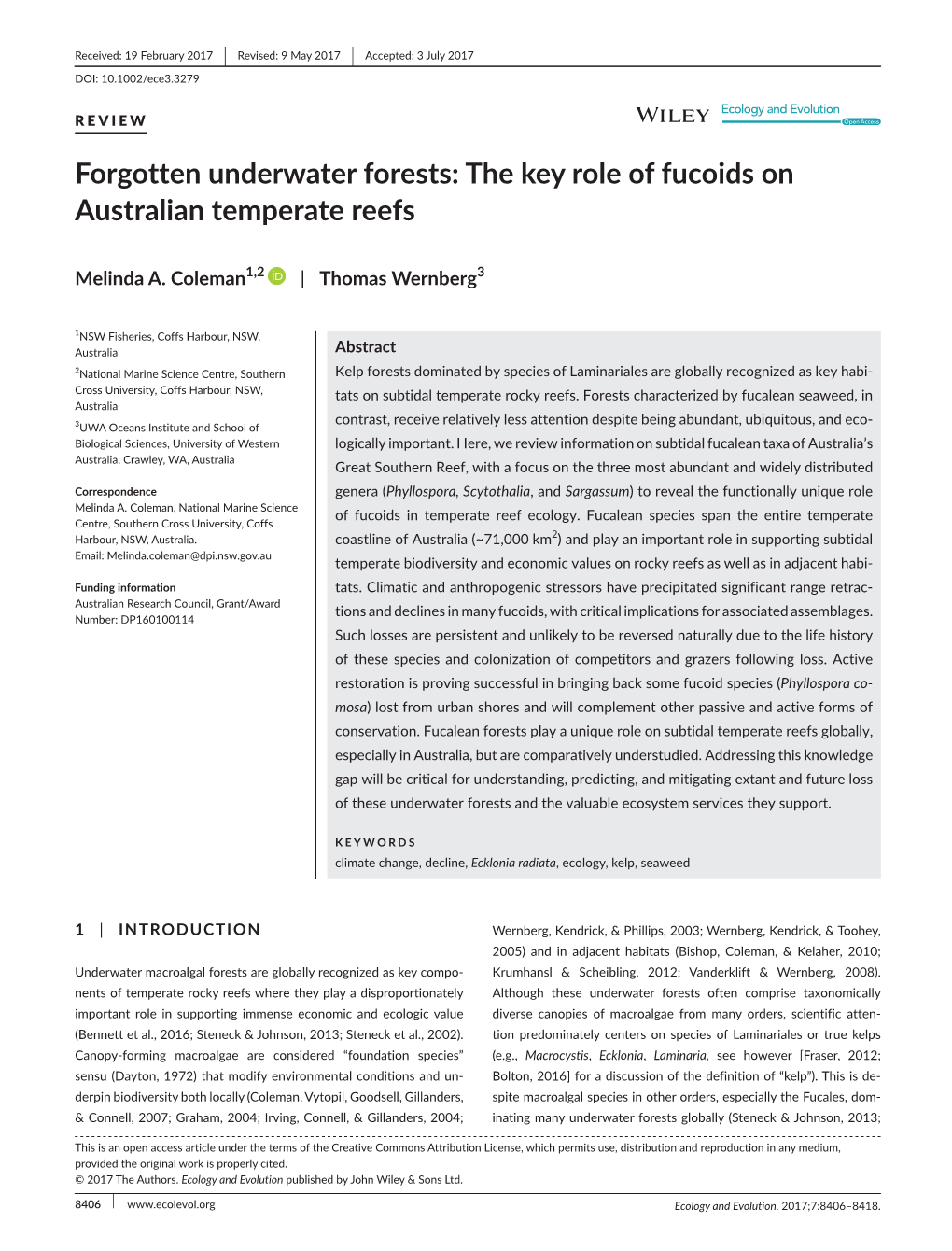 The Key Role of Fucoids on Australian Temperate Reefs