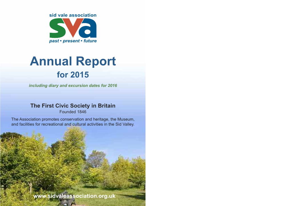 Annual Report for 2015 Including Diary and Excursion Dates for 2016