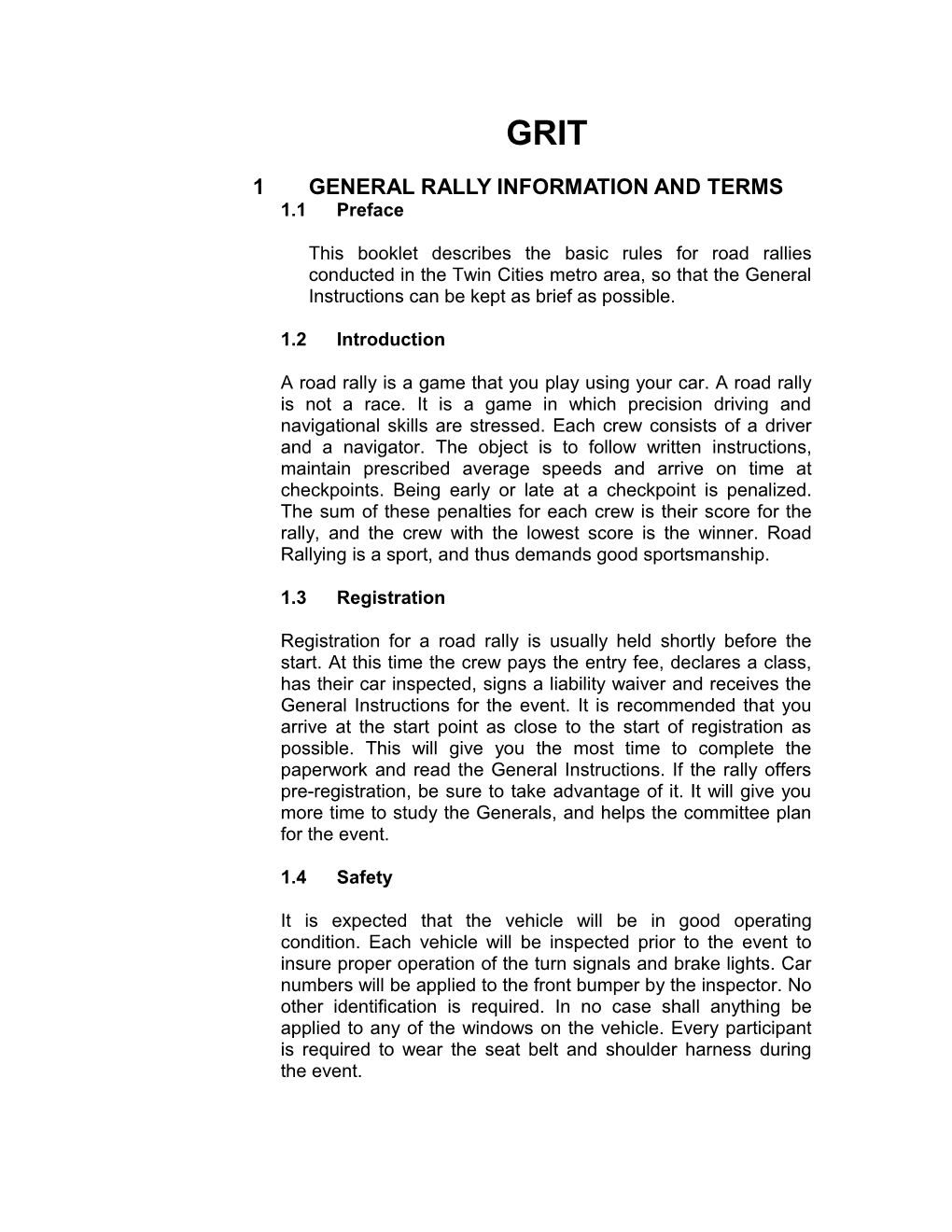 1 General Rally Information and Terms