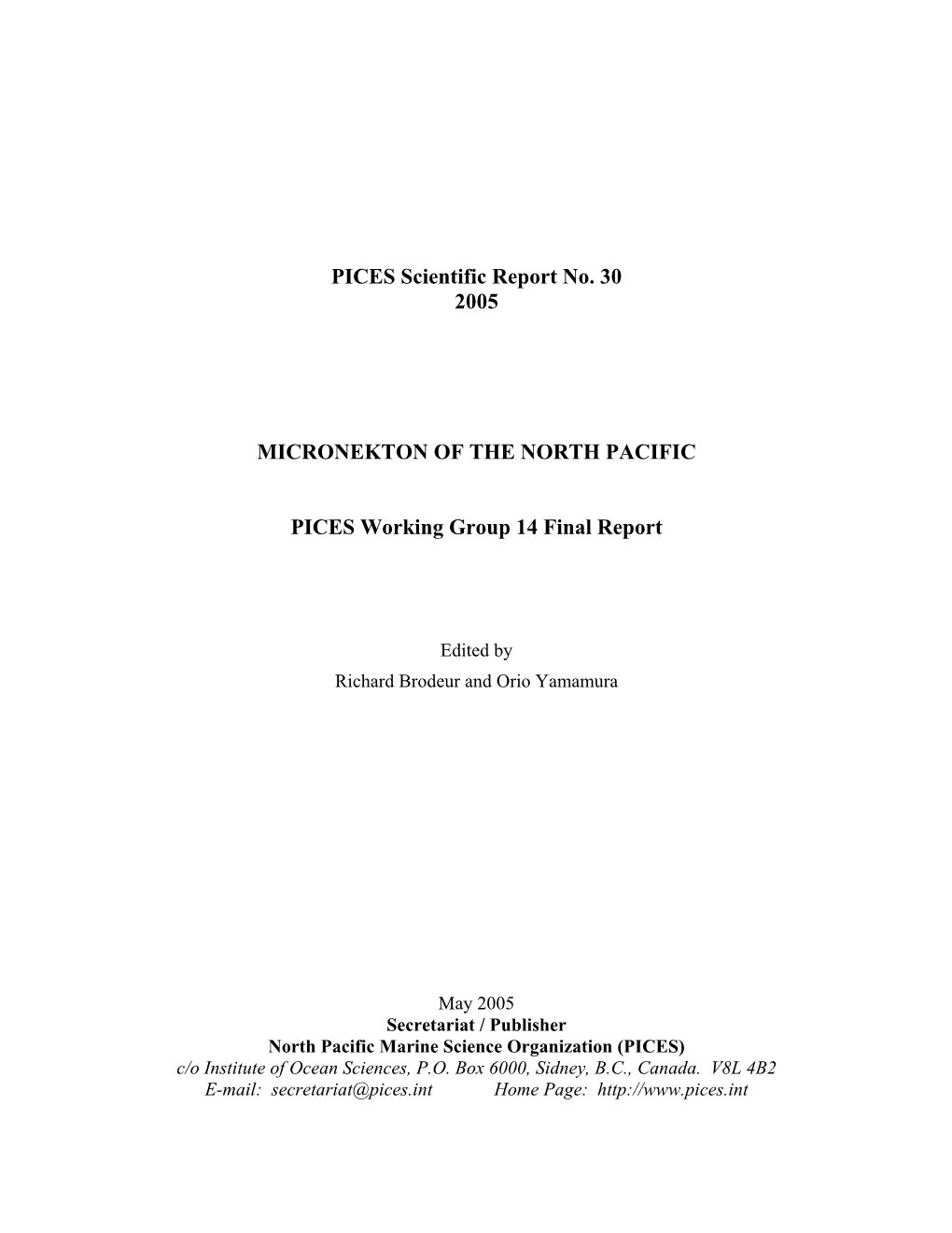 PICES Scientific Report No. 30 2005 MICRONEKTON of the NORTH