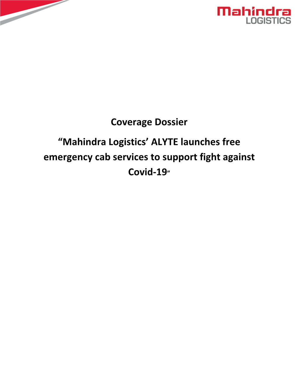 ALYTE Launches Free Emergency Cab Services to Support Fight Against Covid-19”