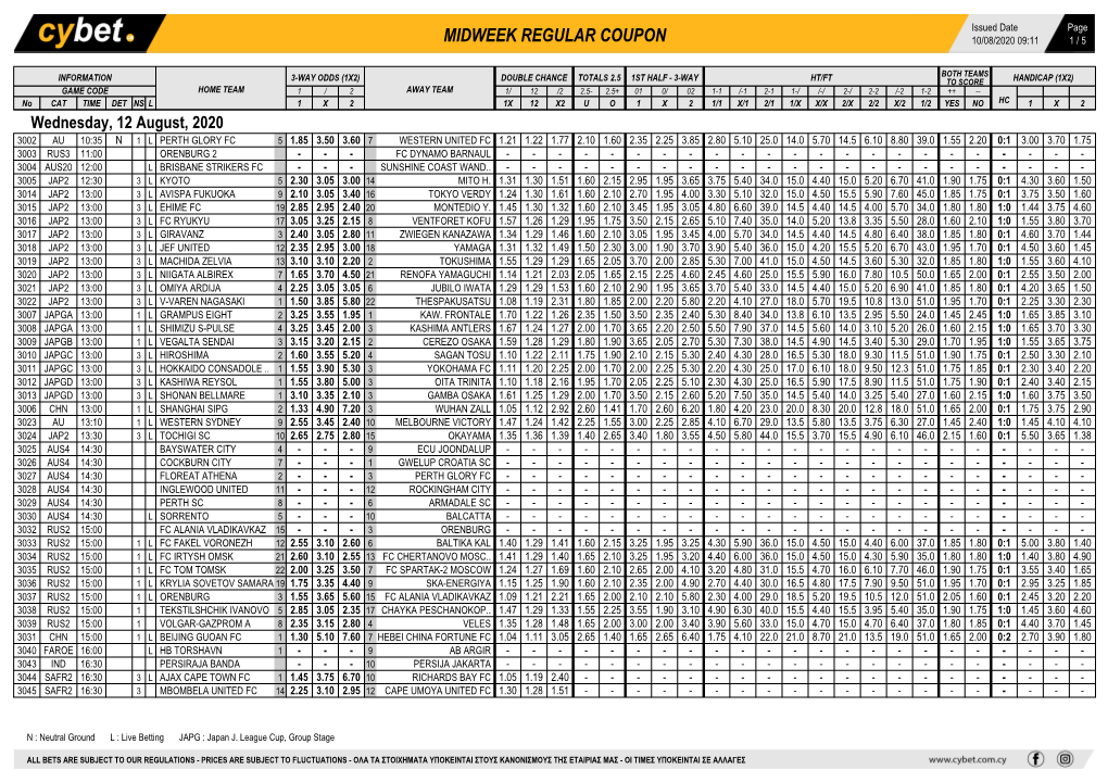 Midweek Regular Coupon 10/08/2020 09:11 1 / 5