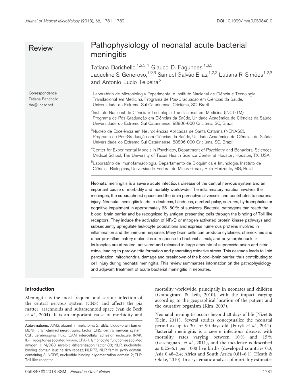 Pathophysiology of Neonatal Acute Bacterial Meningitis