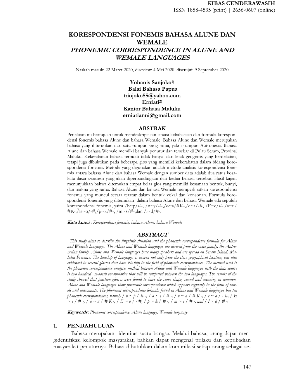 Phonemic Correspondence in Alune and Wemale Languages