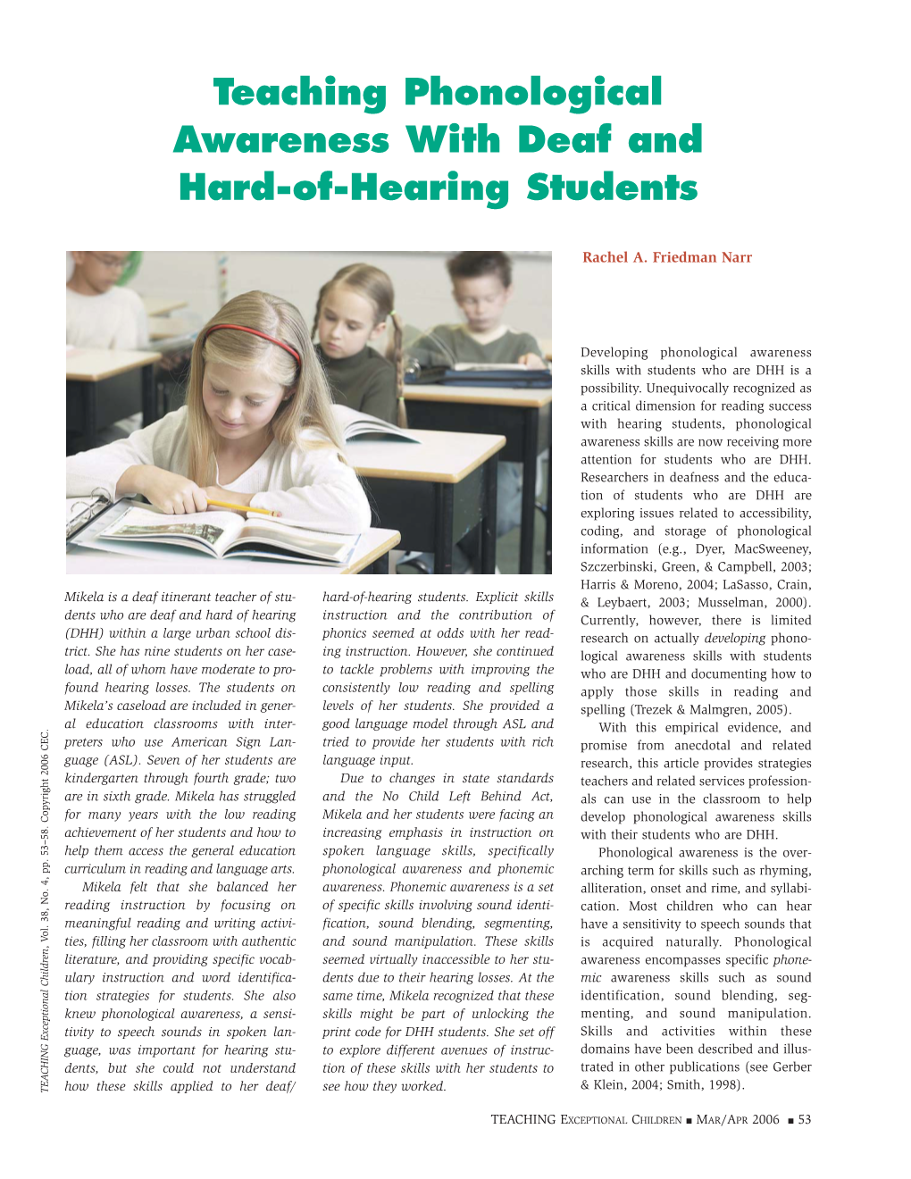 Teaching Phonological Awareness with Deaf and Hard-Of-Hearing Students