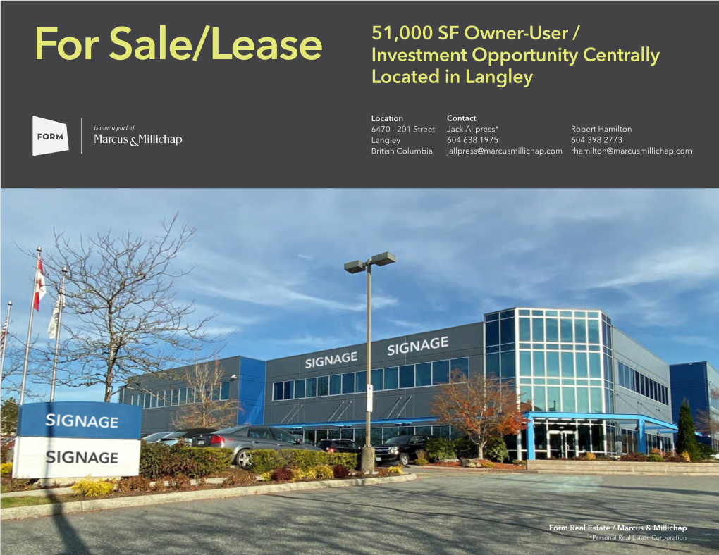 For Sale/Lease 51,000 SF Owner-User / Investment