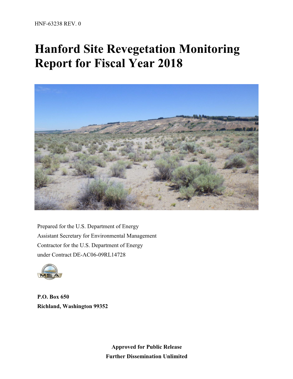Hanford Site Revegetation Monitoring Report for Fiscal Year 2018