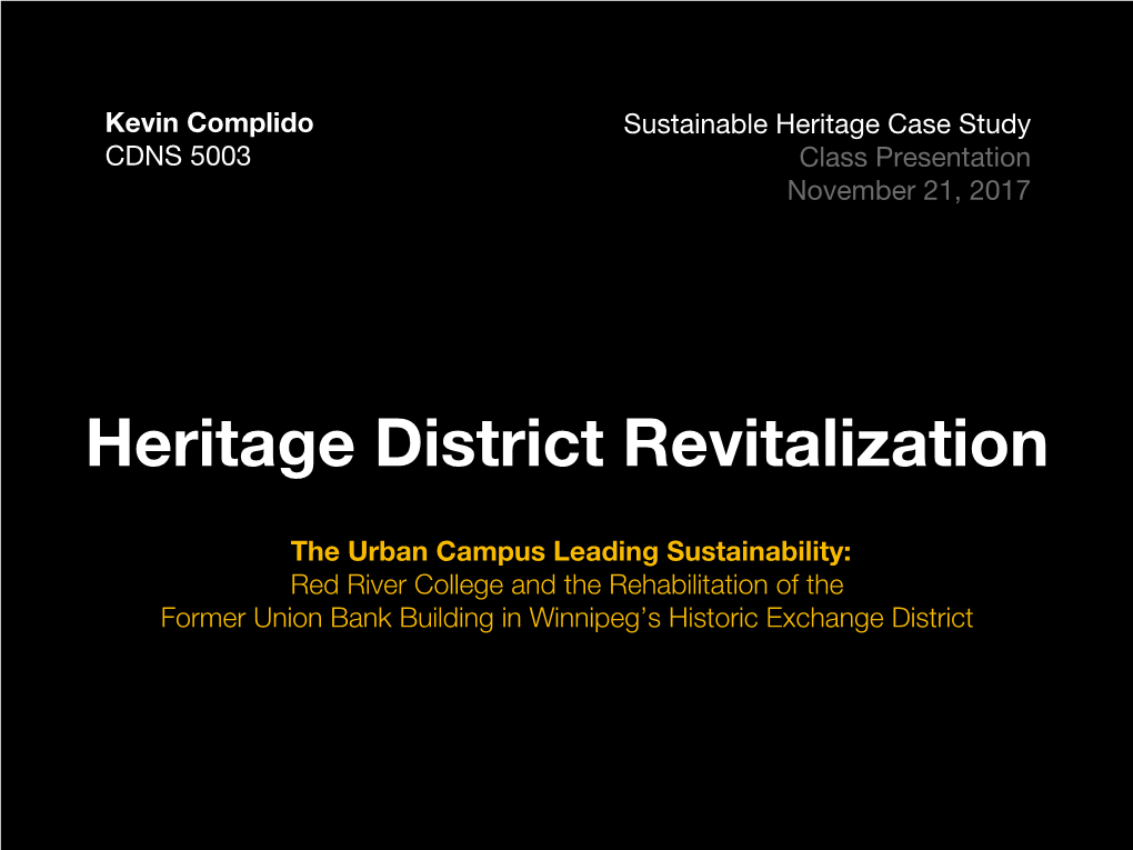Heritage District Revitalization
