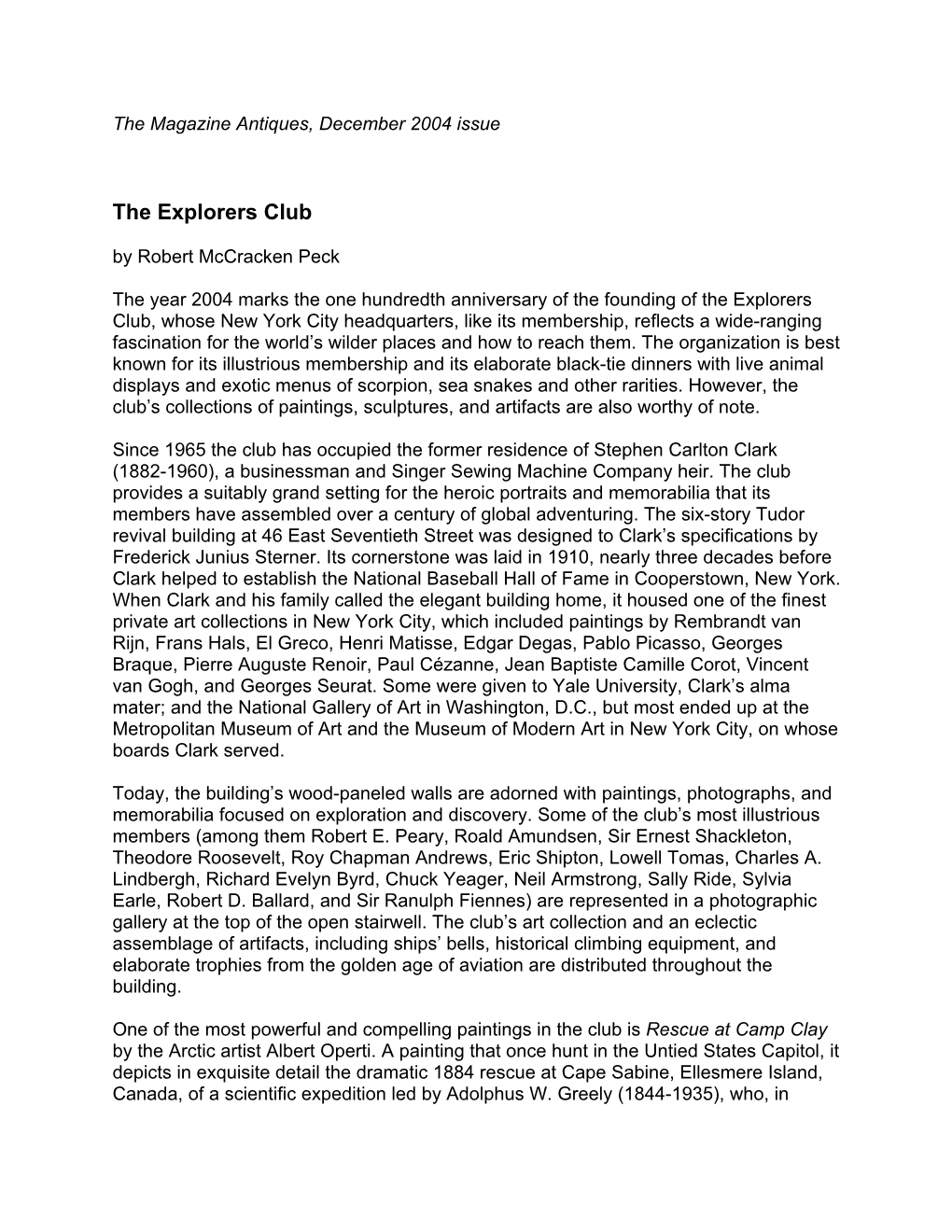 The Explorers Club