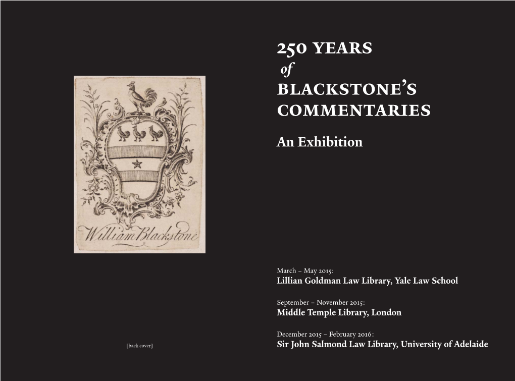 250 Years Blackstone's Commentaries